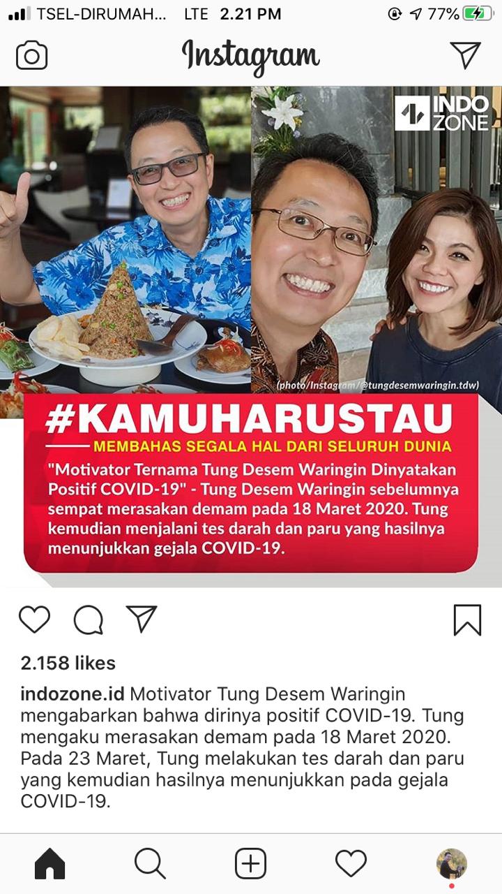 Kesaksian TDW sembuh dari Corono Virus Covid-19 berkat Milagro